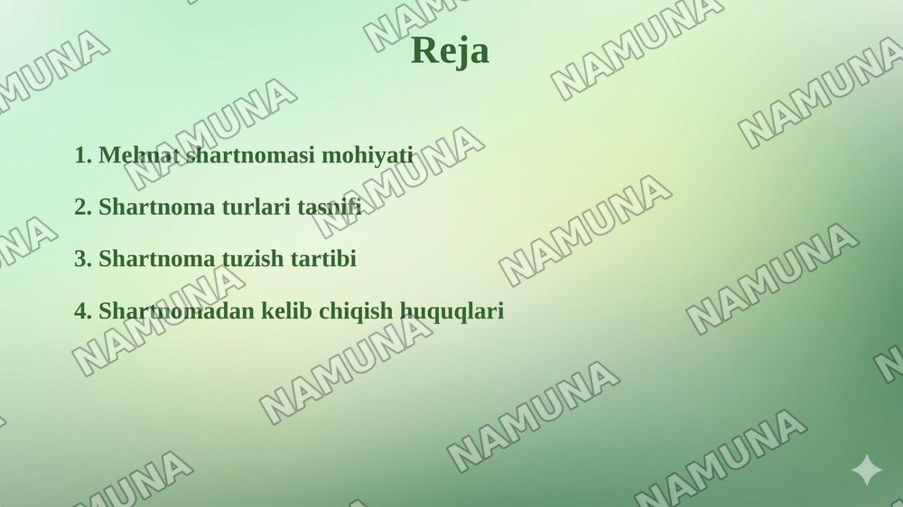 Mehnat shartnomasi tushunchasi va turlari — 2-slayd
