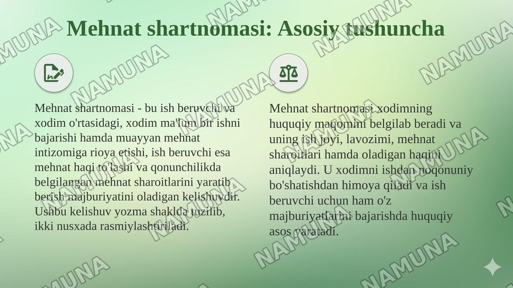Mehnat shartnomasi tushunchasi va turlari — 4-slayd