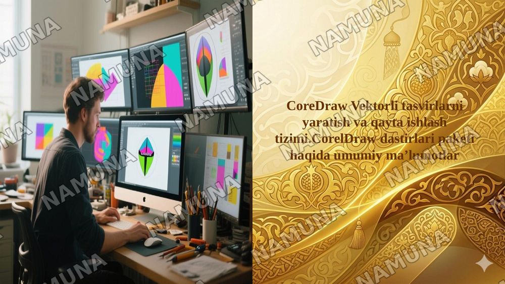 CoreDraw Vektorli tasvirlarni yaratish va qayta ishlash tizimi.CorelDraw dastirlari paketi haqida umumiy maʼlumotlar — 1-slayd