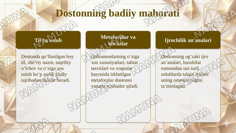 Alpomish dostoni haqida oʻzbek xalq ijodi — 7-slayd