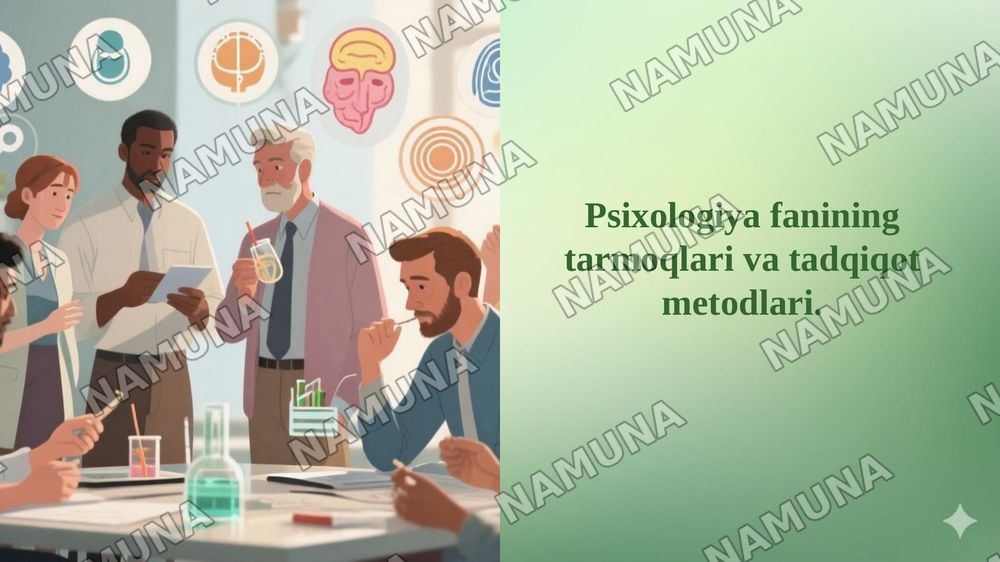 Psixologiya fanining tarmoqlari va tadqiqot metodlari. — 1-slayd