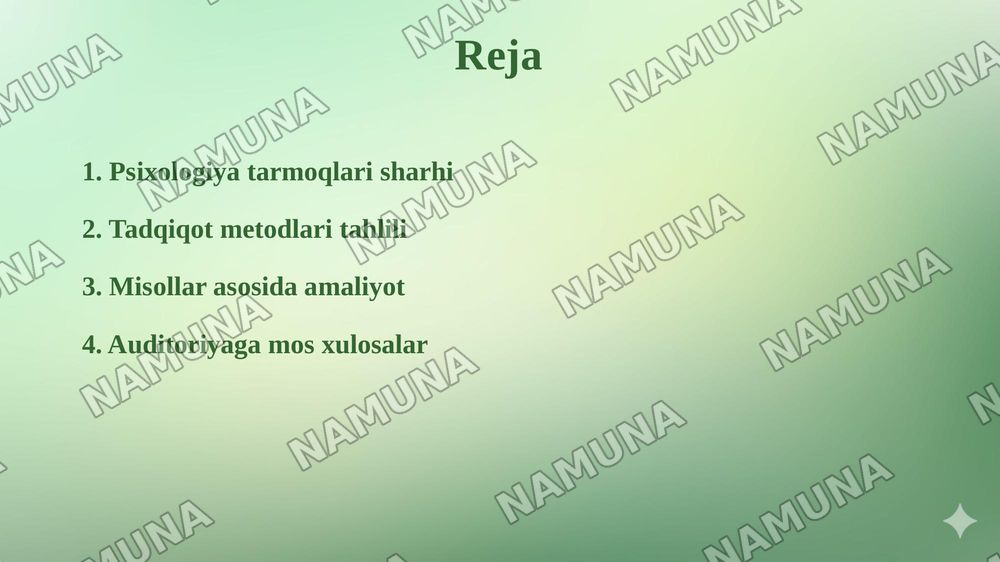 Psixologiya fanining tarmoqlari va tadqiqot metodlari. — 2-slayd