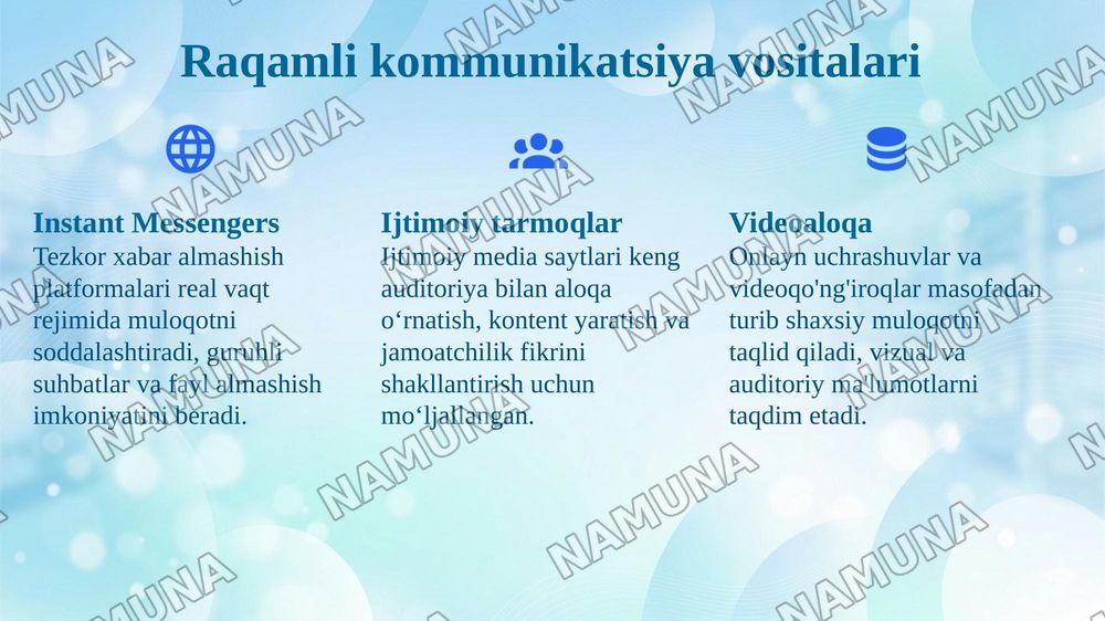 Oʻzaro suhbatda kommunikatsiya vositalari — 7-slayd
