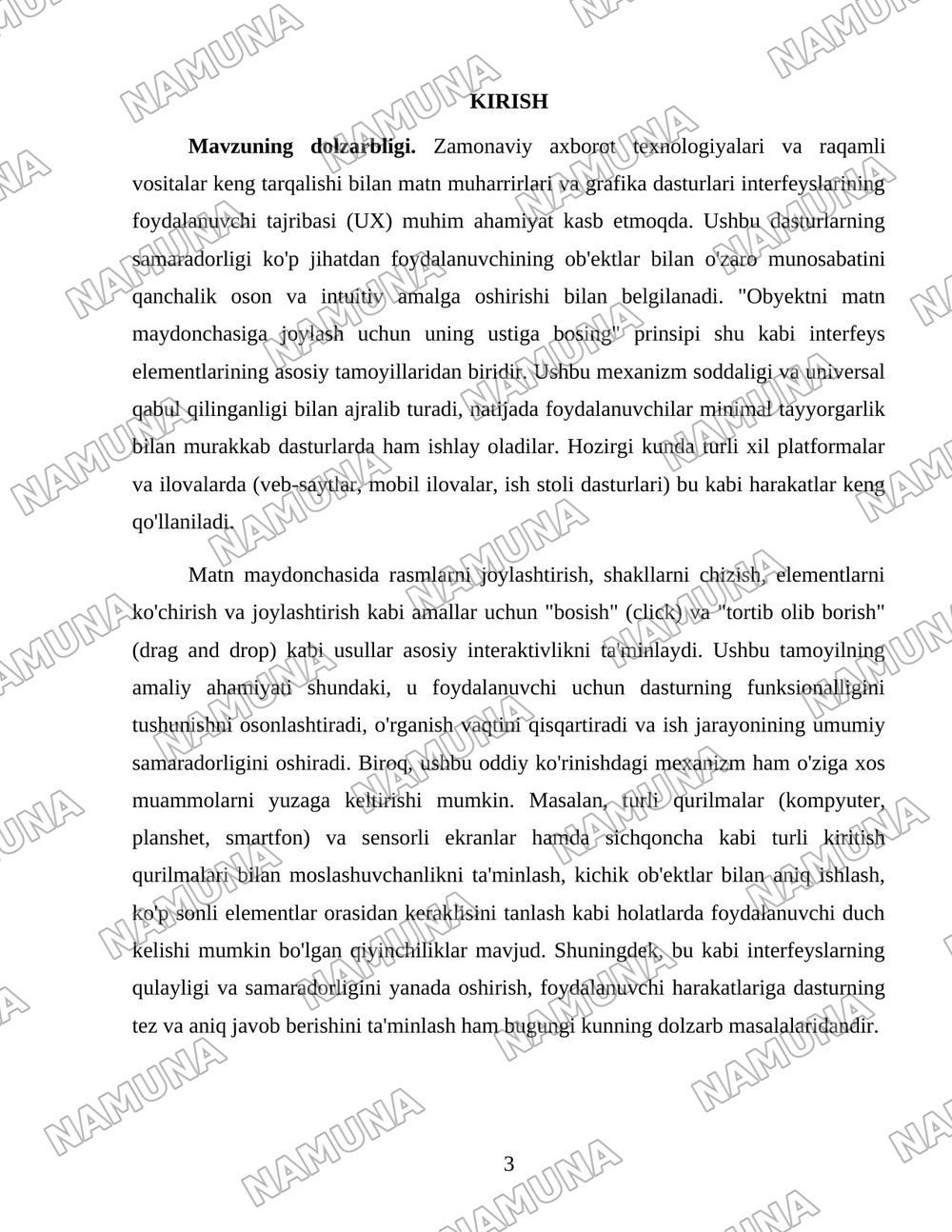 Obyektni matn maydonchasiga joylash uchun uning ustiga bosing. — 3-varaq