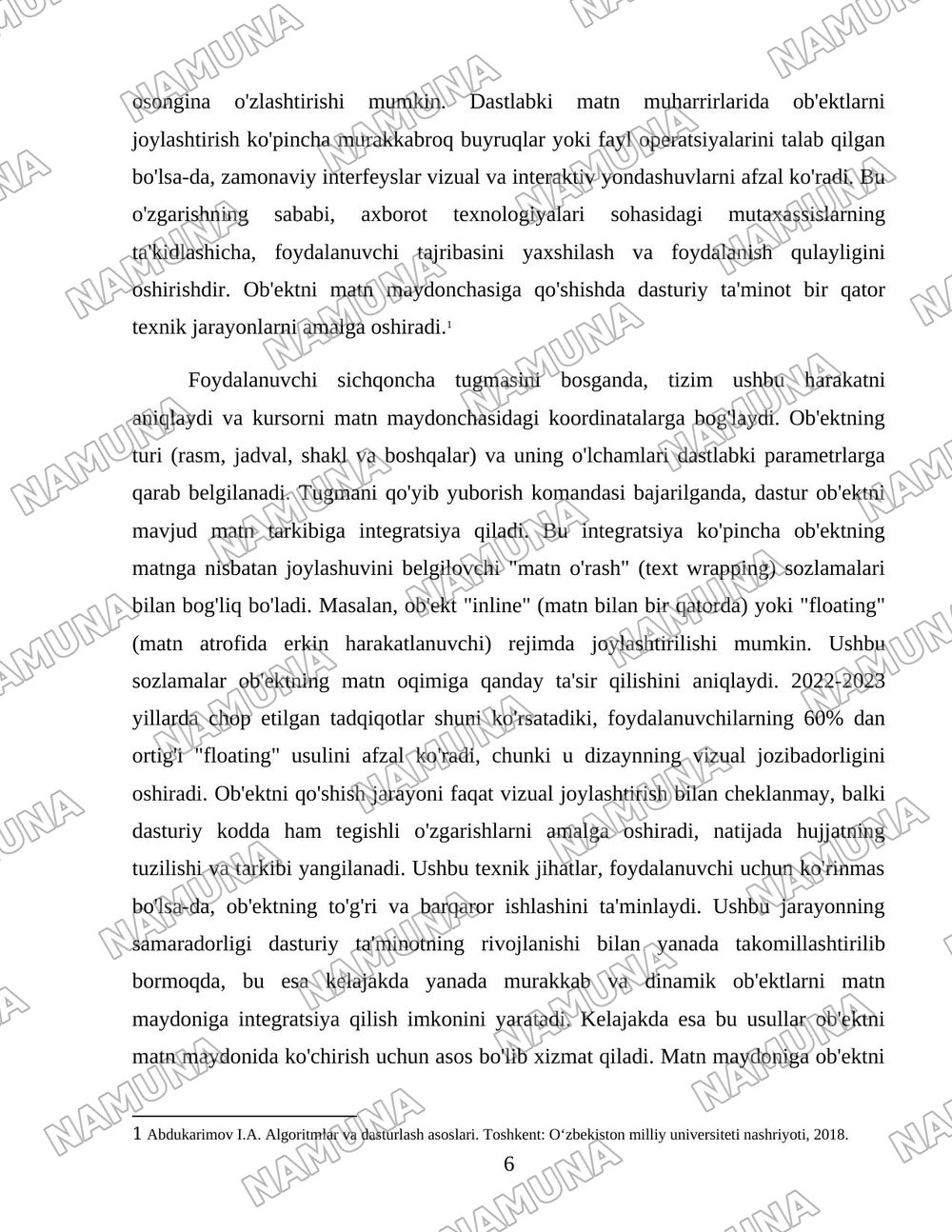 Obyektni matn maydonchasiga joylash uchun uning ustiga bosing. — 6-varaq
