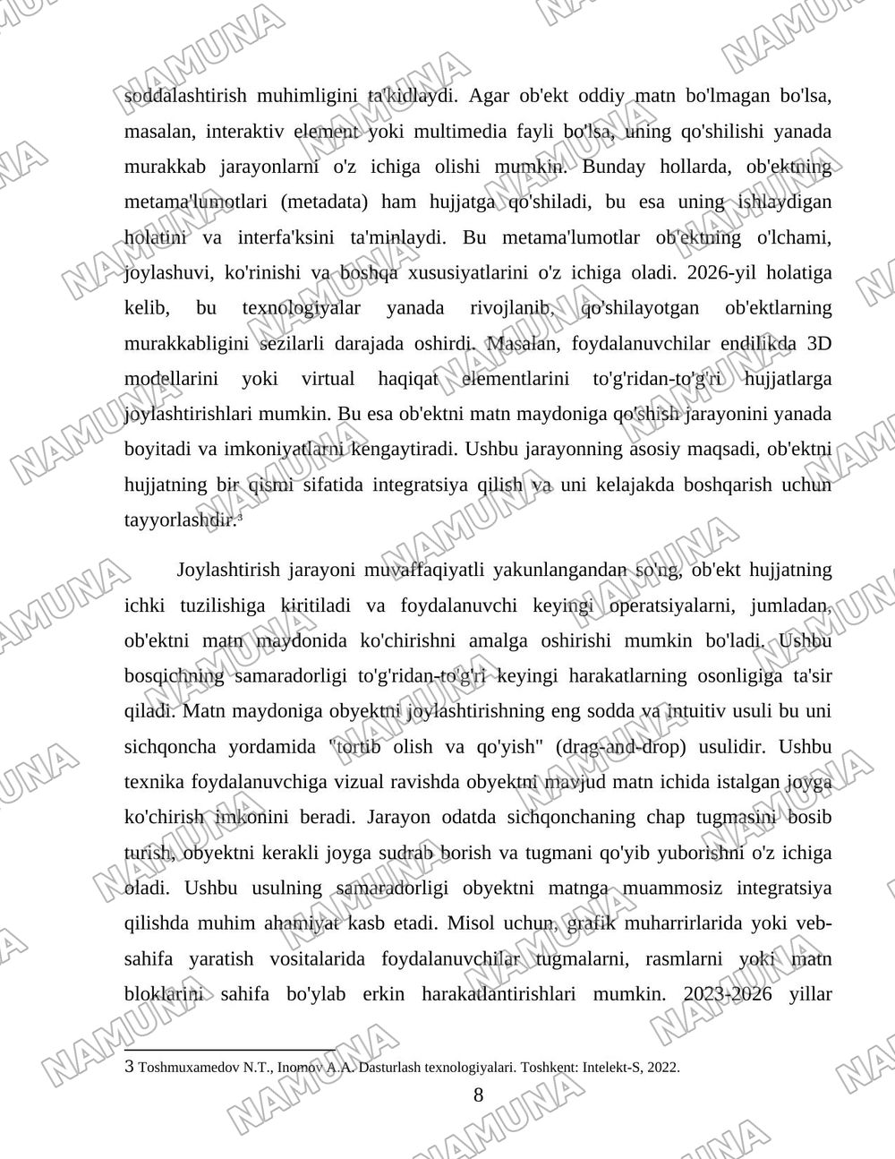 Obyektni matn maydonchasiga joylash uchun uning ustiga bosing. — 8-varaq