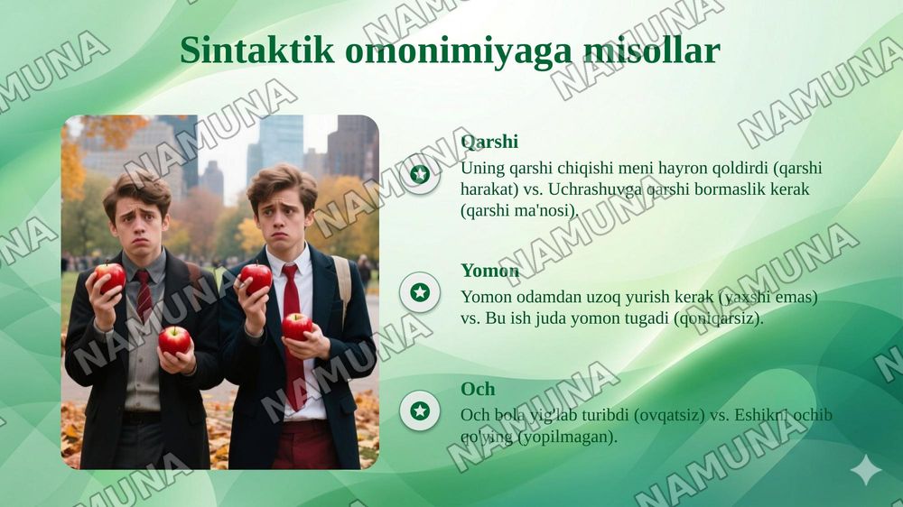 Sintaktik omonimiya.Stilistik sintagmallash. — 6-slayd