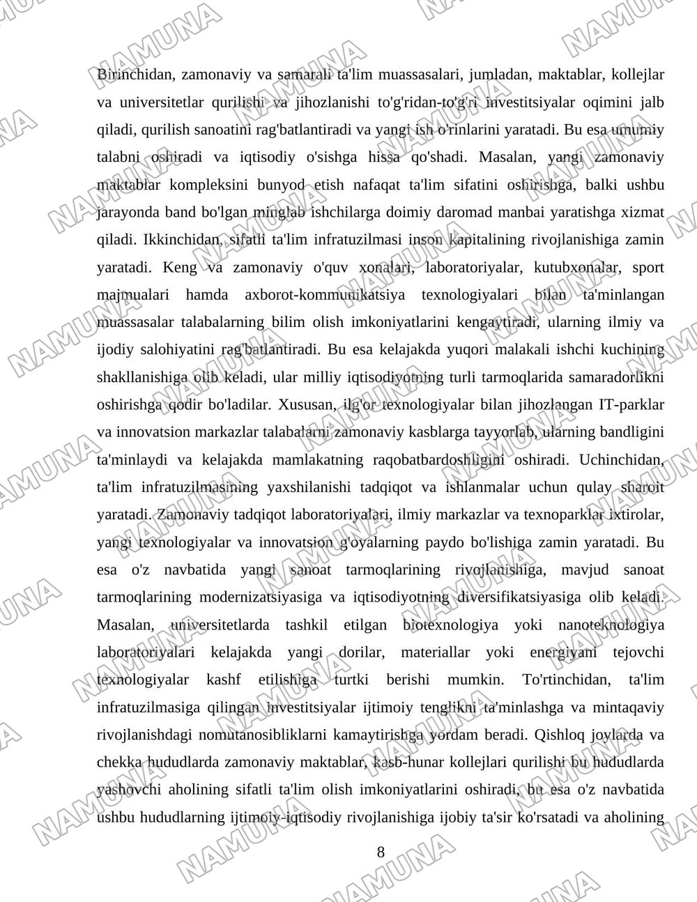 Taʼlim infratuzilmasi iqtisodiyoti — 8-varaq