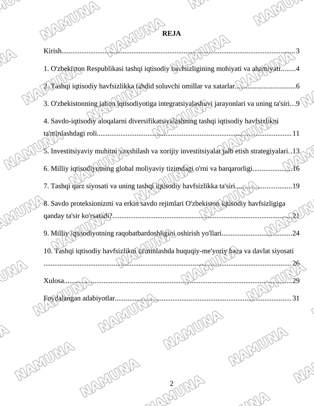 O'zbekiston Respublikasining tashqi iqtisodiy havsizligini taminlash yo'lari — 2-varaq