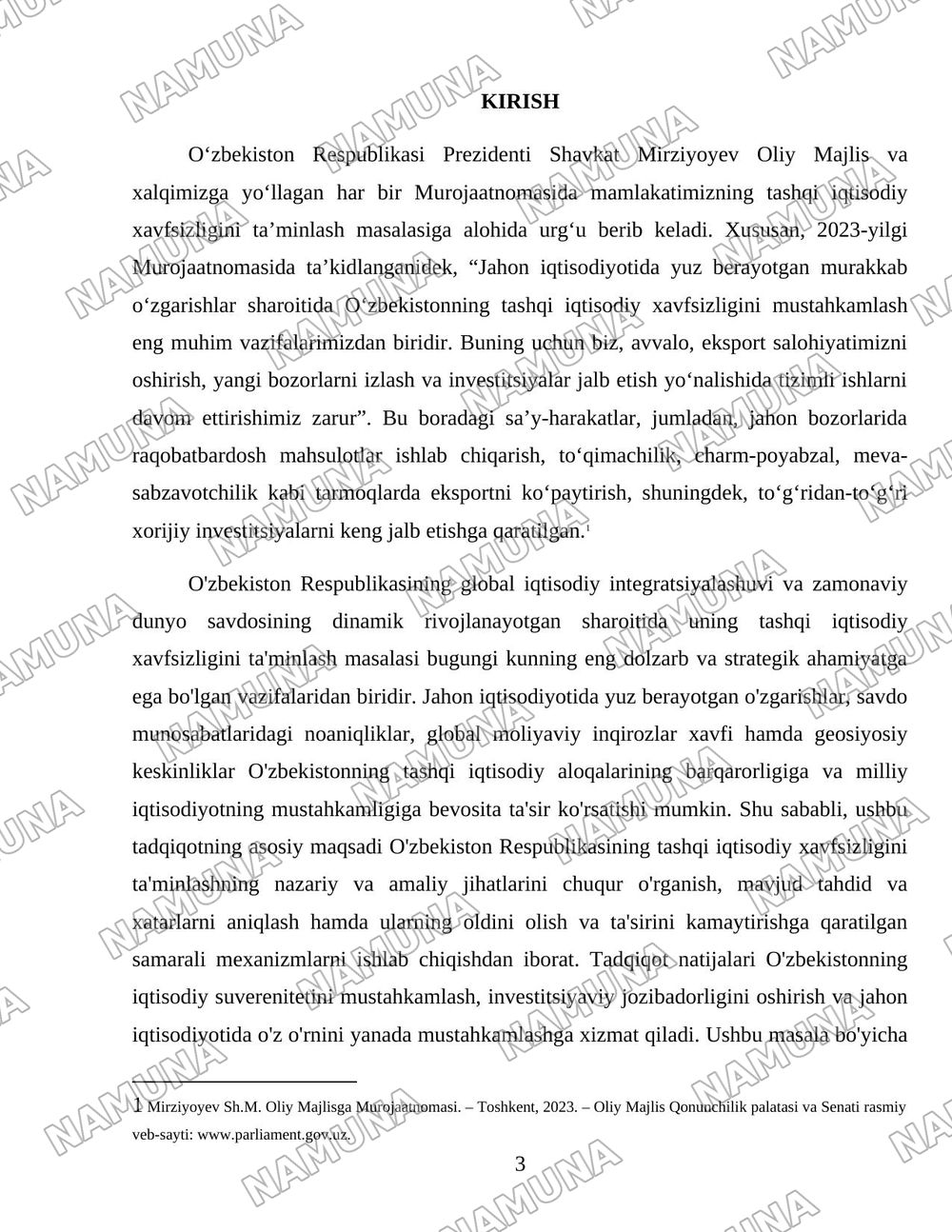 O'zbekiston Respublikasining tashqi iqtisodiy havsizligini taminlash yo'lari — 3-varaq