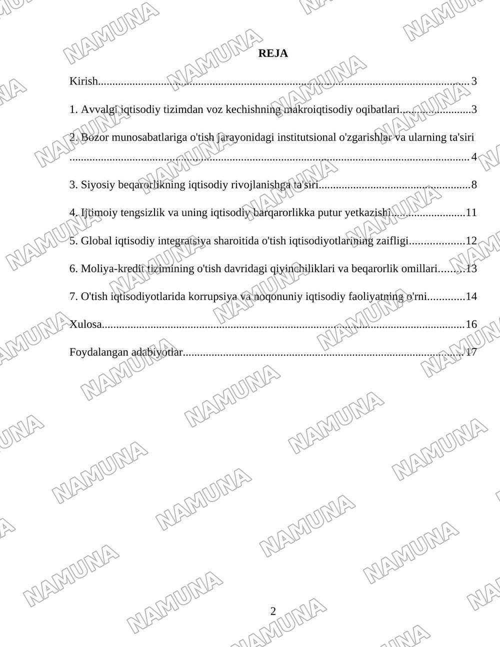 Oʻtish iqtisodiyoti tub beqarorligining sabablari — 2-varaq