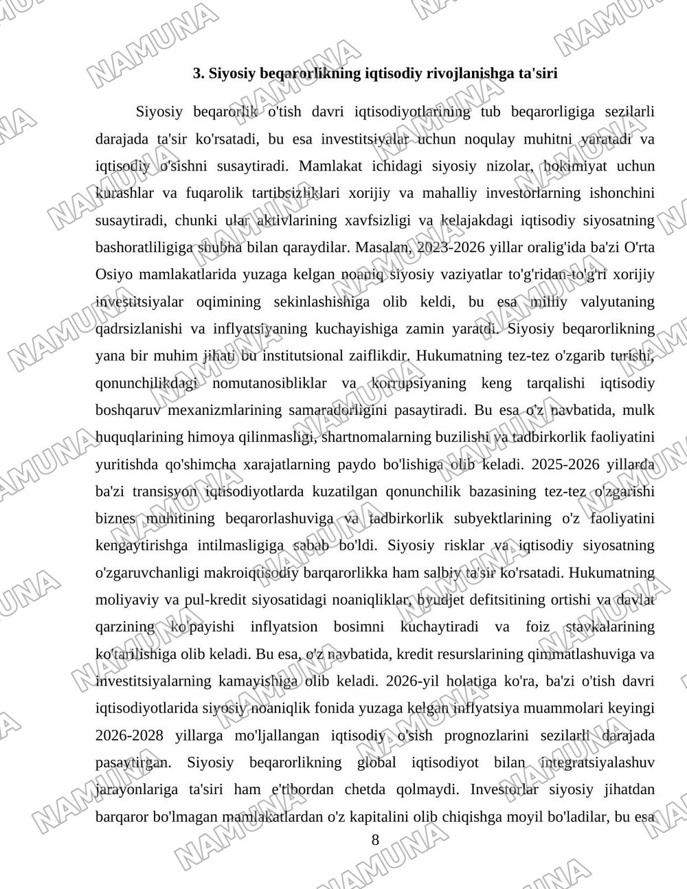 Oʻtish iqtisodiyoti tub beqarorligining sabablari — 8-varaq
