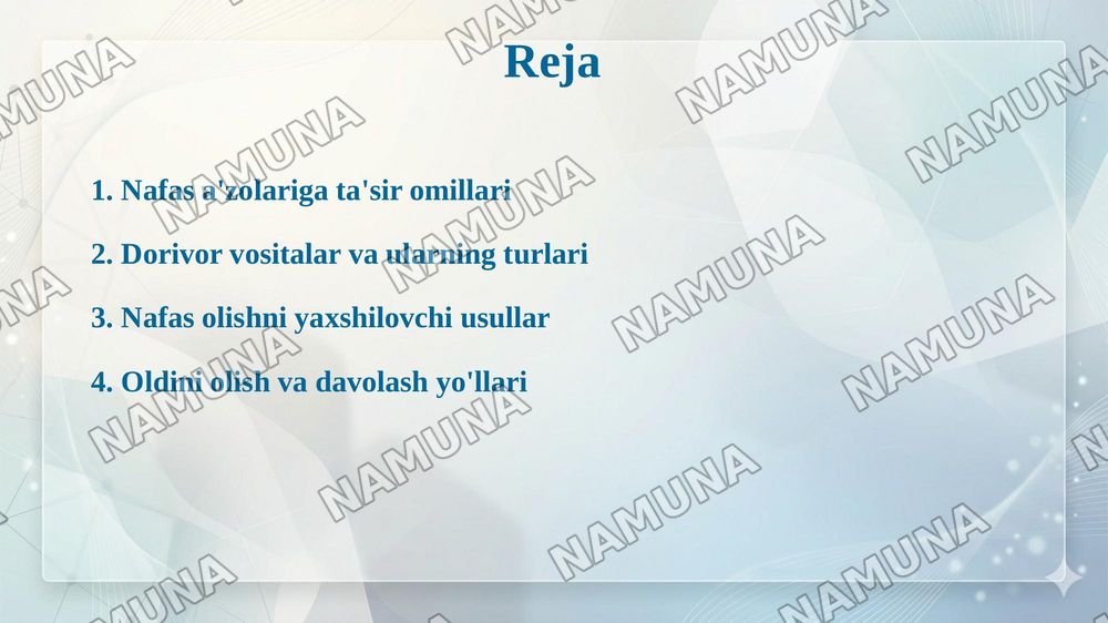 Nafas a'zolari faoliyatiga ta'sir etuvchi vositalar. — 2-slayd