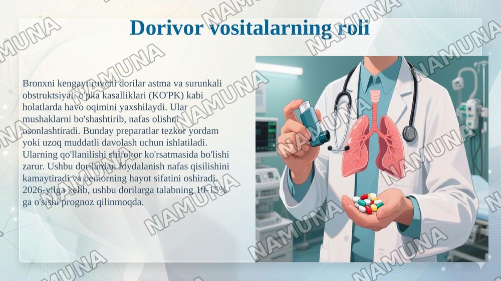 Nafas a'zolari faoliyatiga ta'sir etuvchi vositalar. — 5-slayd