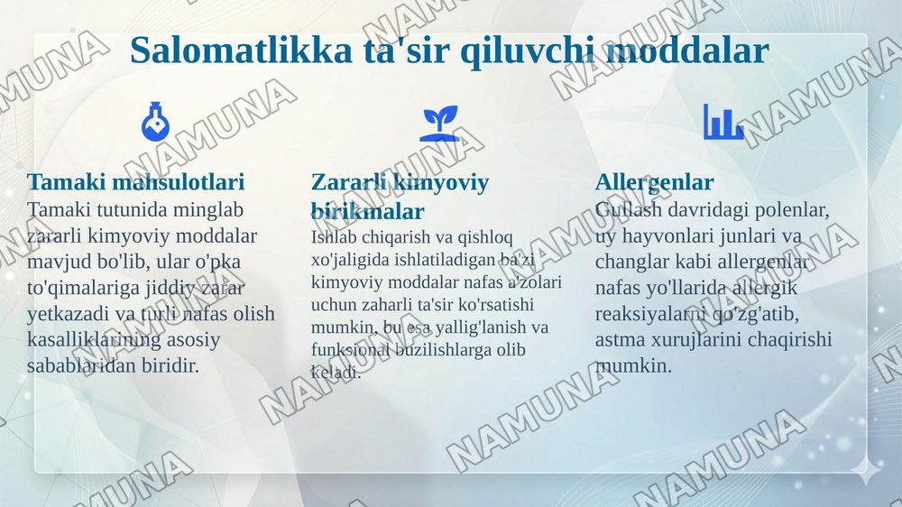 Nafas a'zolari faoliyatiga ta'sir etuvchi vositalar. — 7-slayd