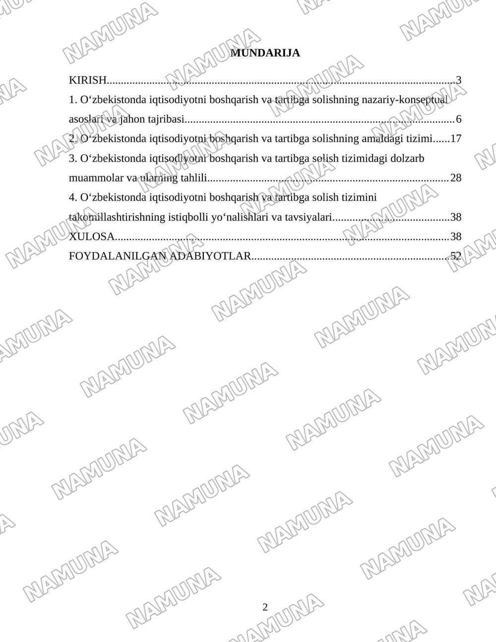 O‘zbekistonda iqtisodiyotni boshqarish va tartibga solish tizimining shakllanishi — 2-varaq