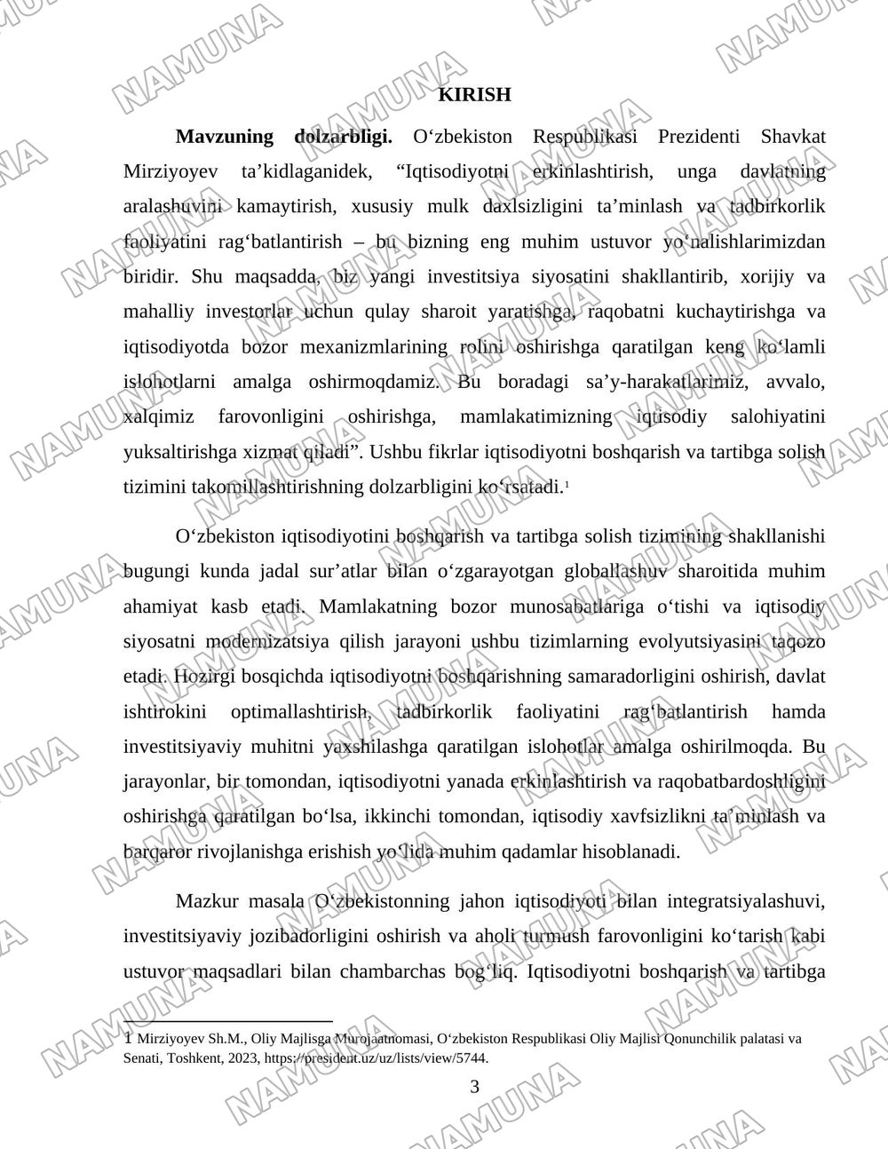 O‘zbekistonda iqtisodiyotni boshqarish va tartibga solish tizimining shakllanishi — 3-varaq