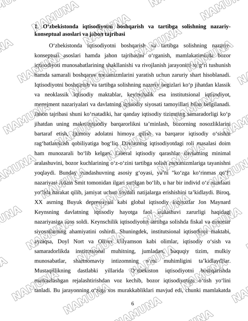 O‘zbekistonda iqtisodiyotni boshqarish va tartibga solish tizimining shakllanishi — 6-varaq