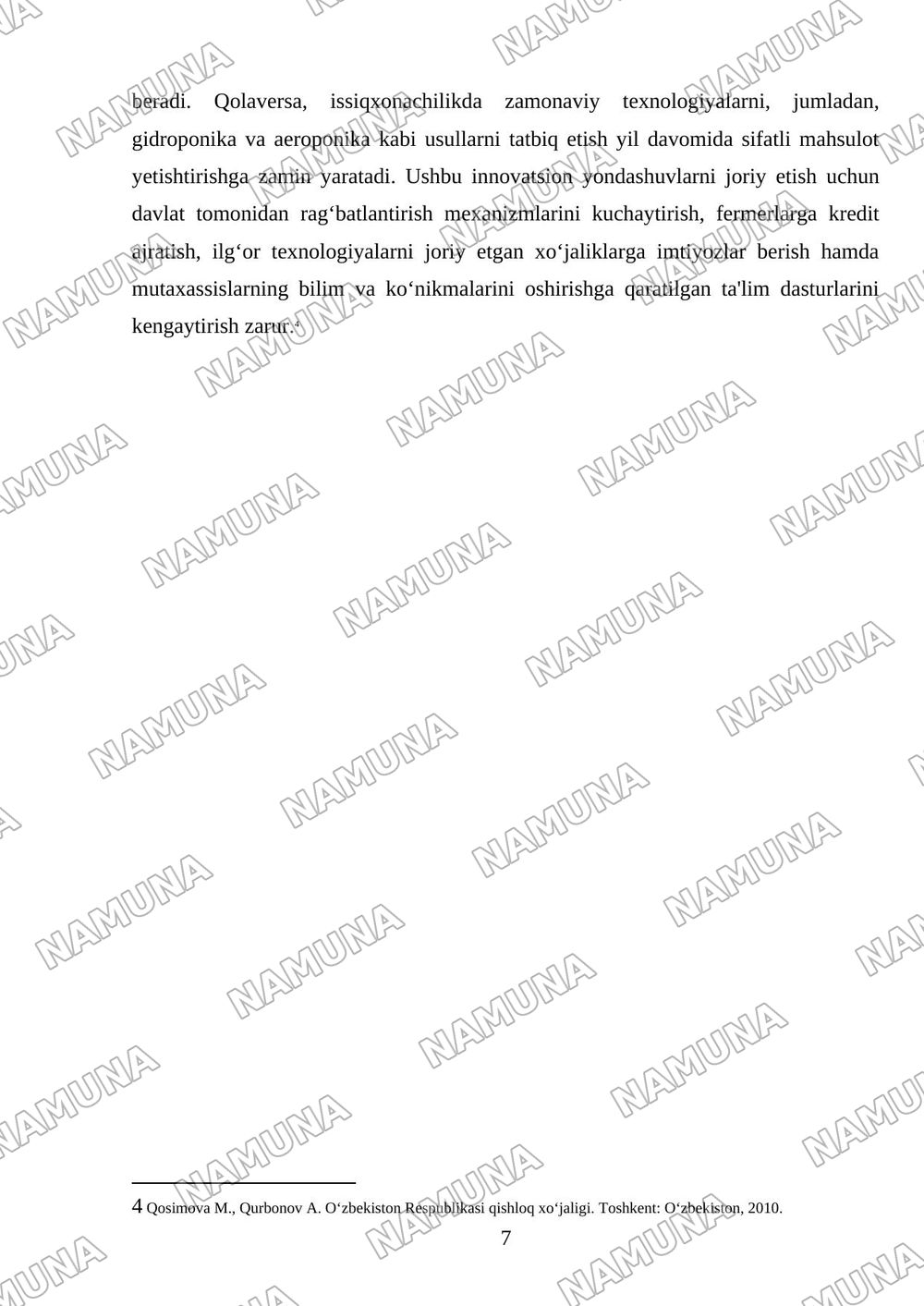 Respublikamiz dehqonchiligining hozirgi holati muammolar va hal qilish yollari — 7-varaq