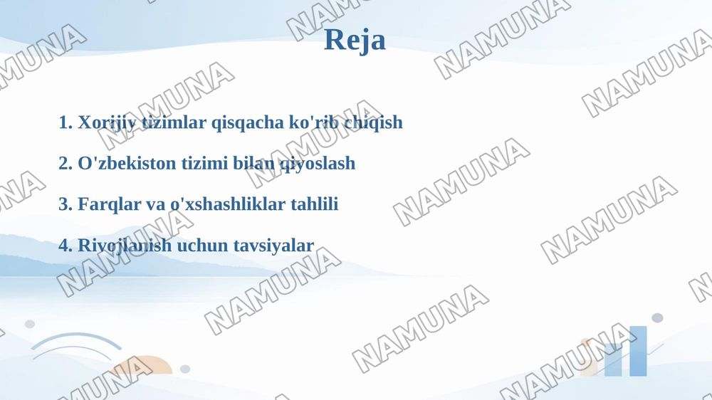 Xorijiy mamlakatlarining jismoniy madaniyat tizimlari va ularni mamlakatimiz jismoniy madaniyat tizimidan farqi — 2-slayd