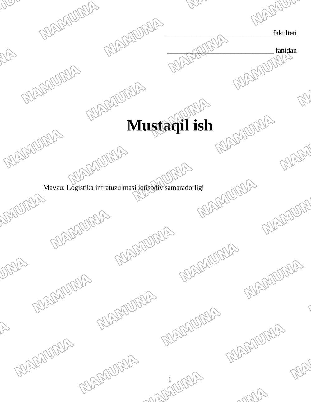 Logistika infratuzulmasi iqtisodiy samaradorligi — 1-varaq