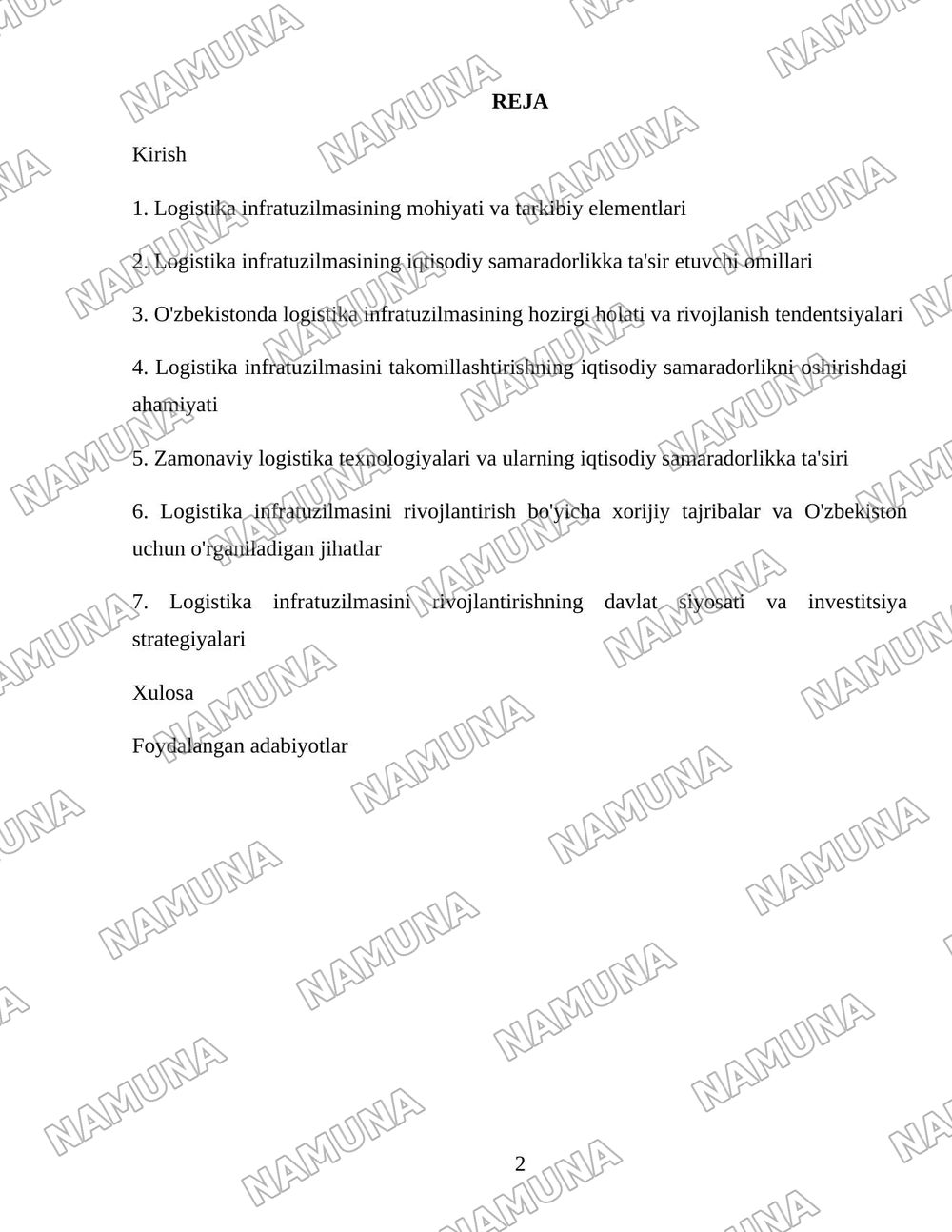 Logistika infratuzulmasi iqtisodiy samaradorligi — 2-varaq