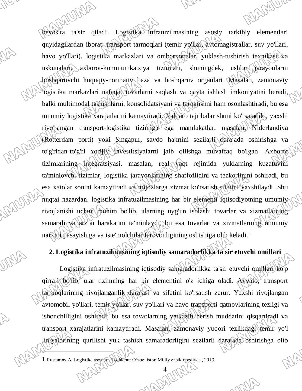 Logistika infratuzulmasi iqtisodiy samaradorligi — 4-varaq
