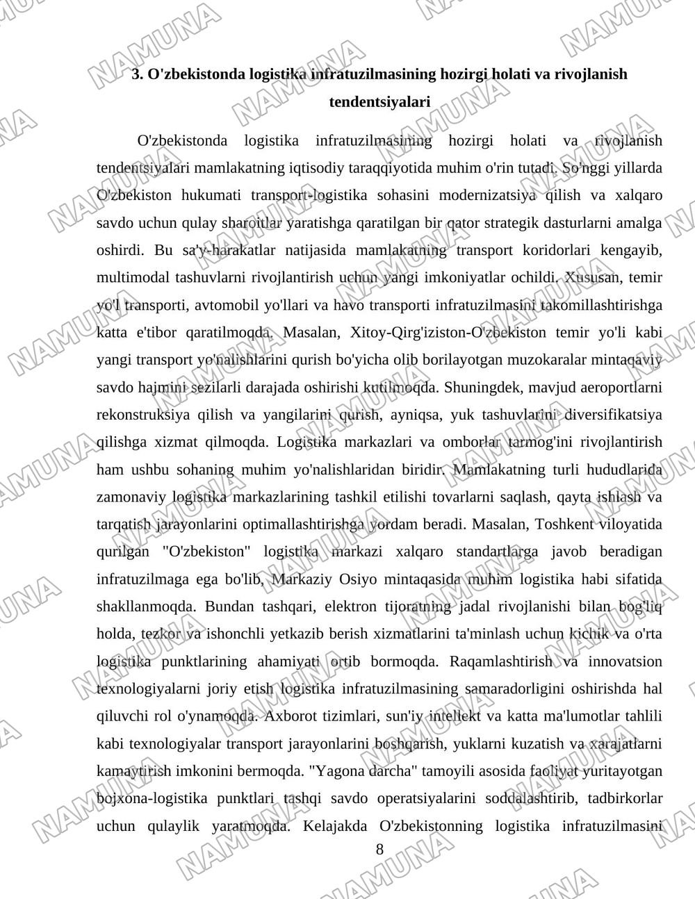 Logistika infratuzulmasi iqtisodiy samaradorligi — 8-varaq