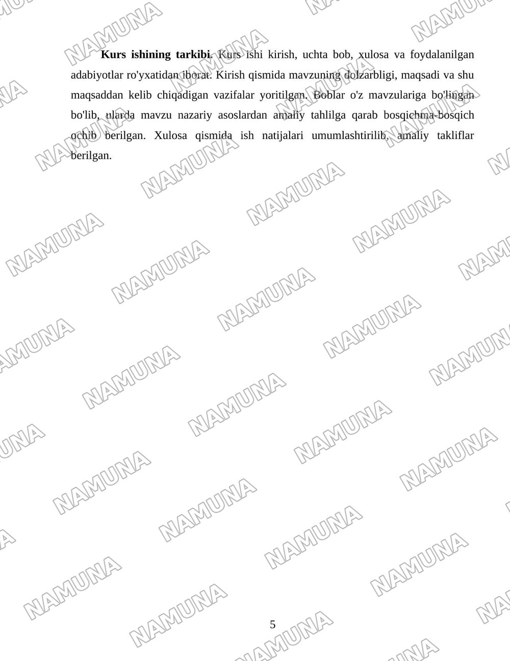 Oʻzbekistonda mulkni davlat tasarufidan chiqarish va xususiylashtirishning hozirgi zamondagi xususiyatlari asosiy shakillari va usullari. — 5-varaq