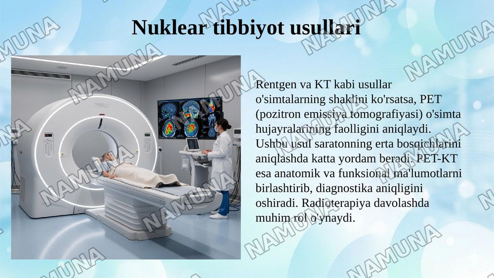 Onkologiyada nur diagnostikasi va nur terapiyasining roli — 6-slayd
