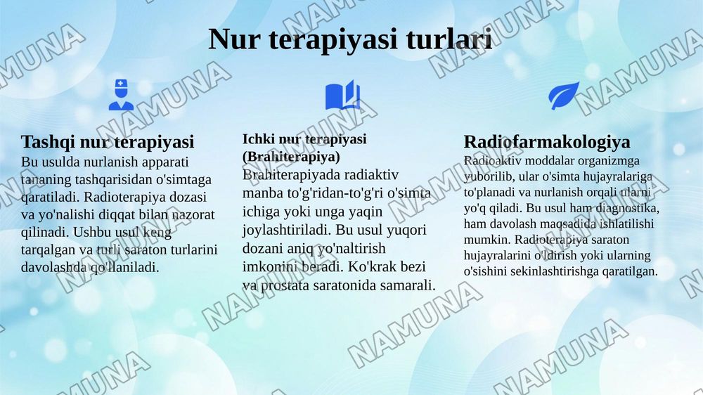 Onkologiyada nur diagnostikasi va nur terapiyasining roli — 8-slayd
