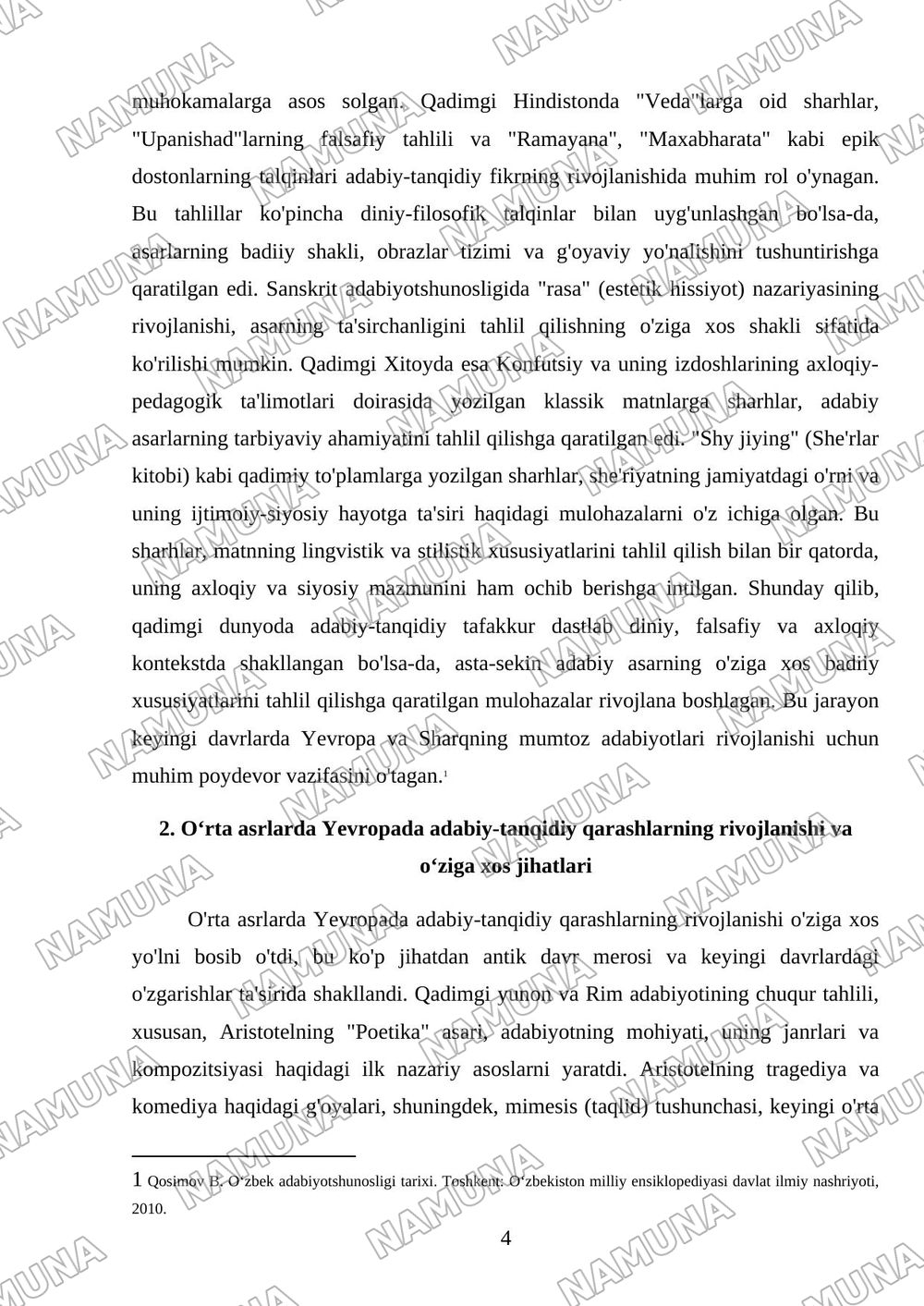 Gʻarb mumtoz adabiyotida adabiy-tanqidiy fikrlash taraqqiyoti — 4-varaq