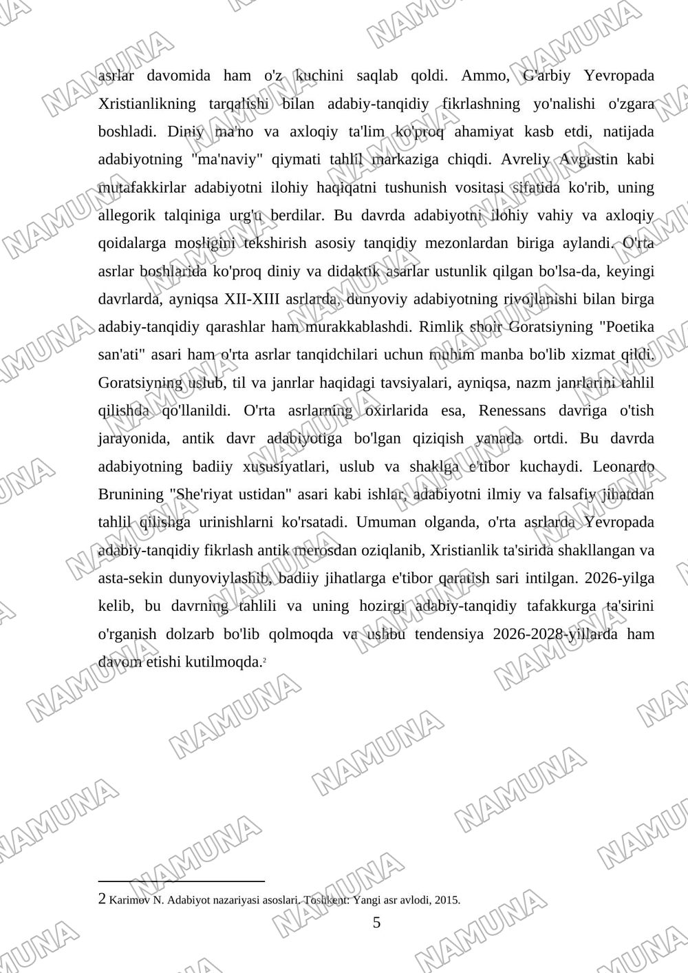 Gʻarb mumtoz adabiyotida adabiy-tanqidiy fikrlash taraqqiyoti — 5-varaq