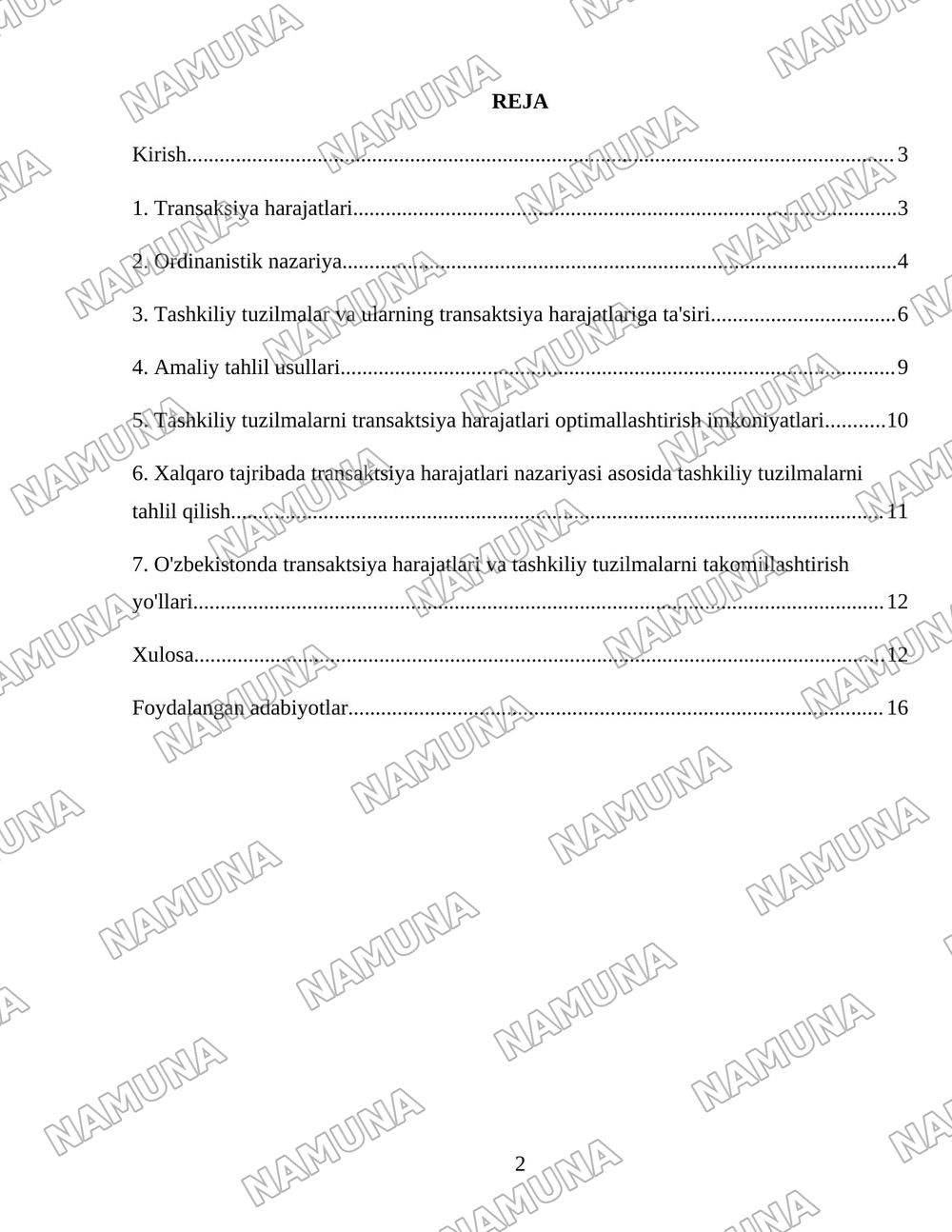 Transaksiya harajatlarining ordinanistik nazariyasi asosida tashkiliy tuzilmalarni amaliy tahlil qilish — 2-varaq