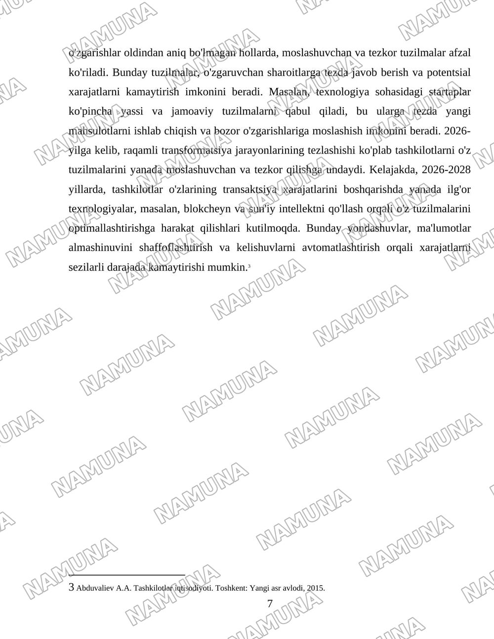 Transaksiya harajatlarining ordinanistik nazariyasi asosida tashkiliy tuzilmalarni amaliy tahlil qilish — 7-varaq