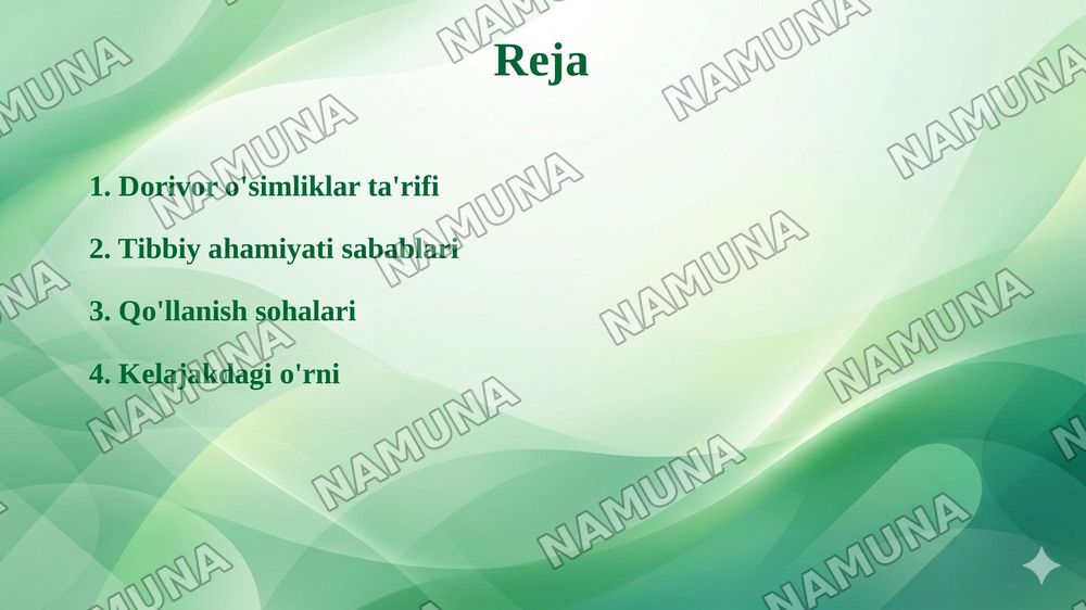 Dorivor oʻsimliklarni tibbiyotda ahamiyati — 2-slayd