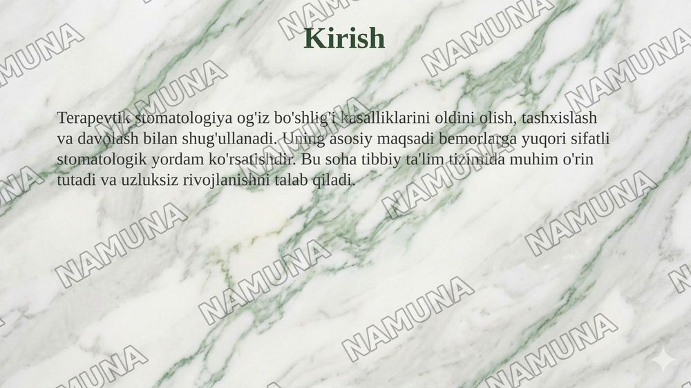 Terapevtik stomatologiyaning vazifalari,uning tibbiy ta’limdagi orni. Terapevtik stomatologiyaning boshqa tibbiyot fanlari bilan aloqasi — 3-slayd