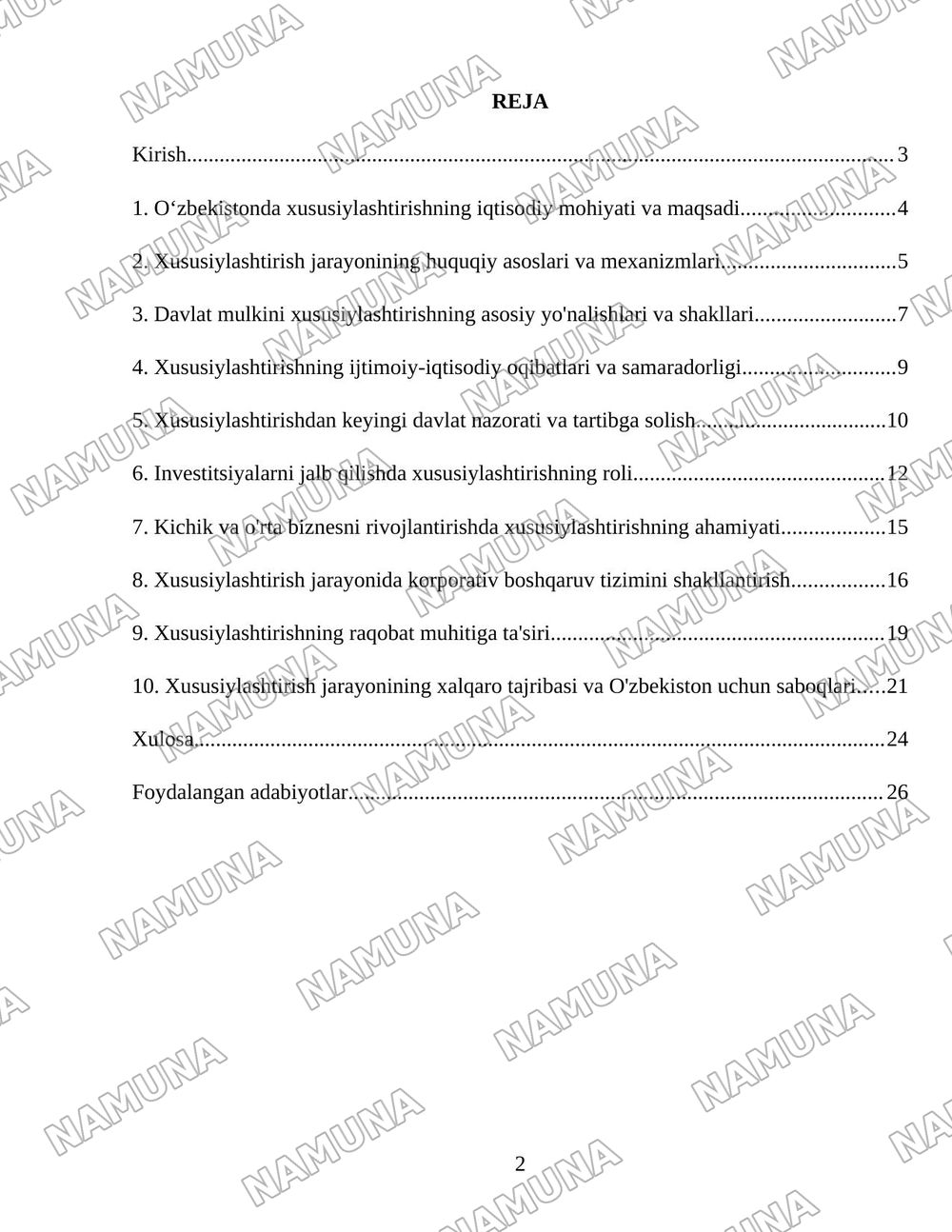 Oʻzbekistonda xususiylashtirish jarayonlarning vazifalari va bosqichlari — 2-varaq