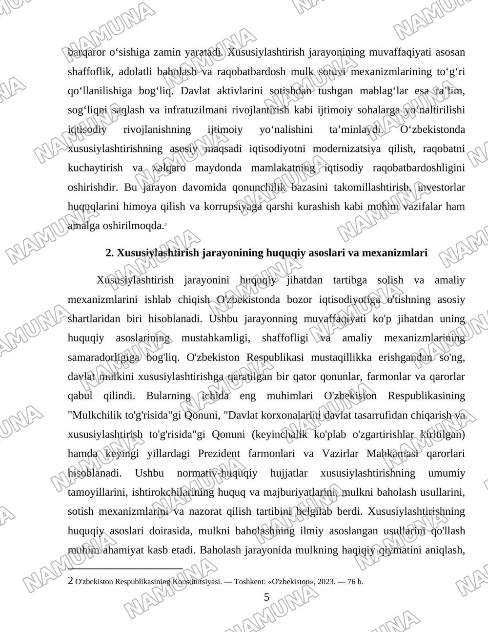 Oʻzbekistonda xususiylashtirish jarayonlarning vazifalari va bosqichlari — 5-varaq