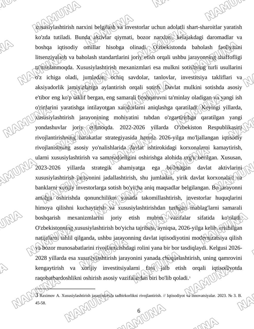 Oʻzbekistonda xususiylashtirish jarayonlarning vazifalari va bosqichlari — 6-varaq
