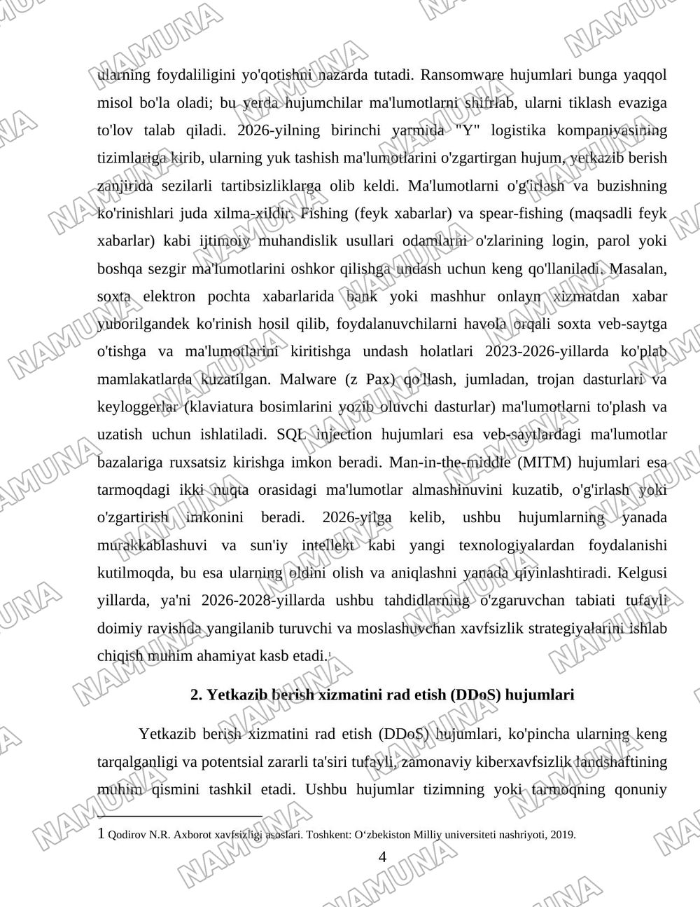 Kiberhujimlarning asosiy turlari va ularning ko’rinishlari. — 4-varaq