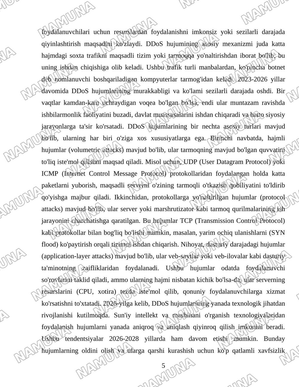 Kiberhujimlarning asosiy turlari va ularning ko’rinishlari. — 5-varaq