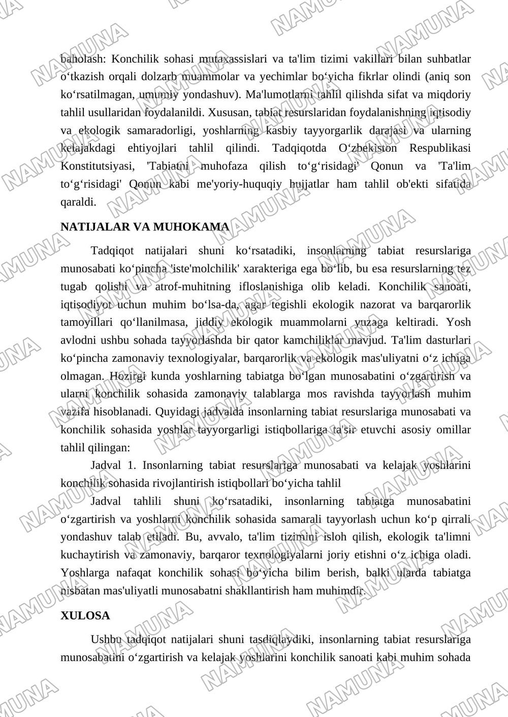 Insonlarning tabiat resurslariga munosabati va kelajak yoshlarini konchilik sohasida rivojlantirish istiqbollari — 3-varaq