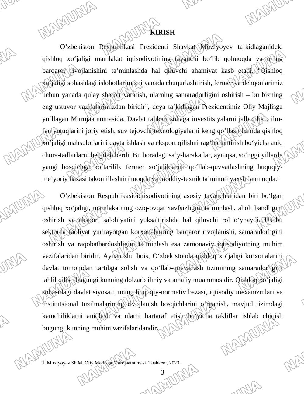 Oʻzbekistonda Qishloq xoʻjaligi korxonalarini davlat tomonidan tartibga solish va qollab quvvatlsh tizimi — 3-varaq