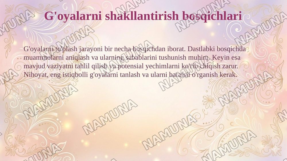 Gʻoyalarni toʻplash va tahlil qilish mazmuni va usullari.Tadbirkorlikning shaxsiy sifatlari va uning sheriklar bilan munosabati — 4-slayd