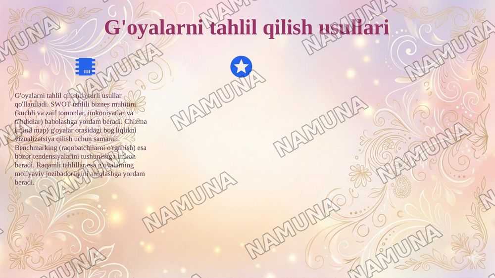 Gʻoyalarni toʻplash va tahlil qilish mazmuni va usullari.Tadbirkorlikning shaxsiy sifatlari va uning sheriklar bilan munosabati — 5-slayd