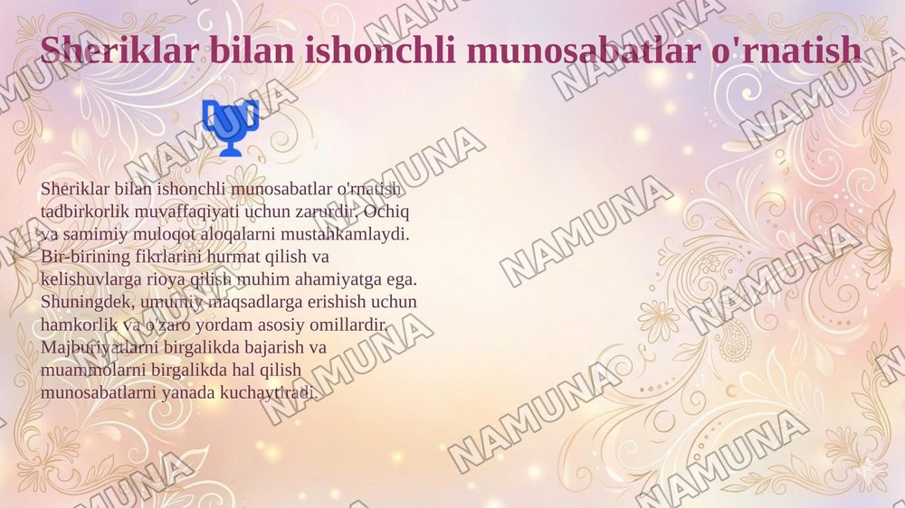 Gʻoyalarni toʻplash va tahlil qilish mazmuni va usullari.Tadbirkorlikning shaxsiy sifatlari va uning sheriklar bilan munosabati — 8-slayd