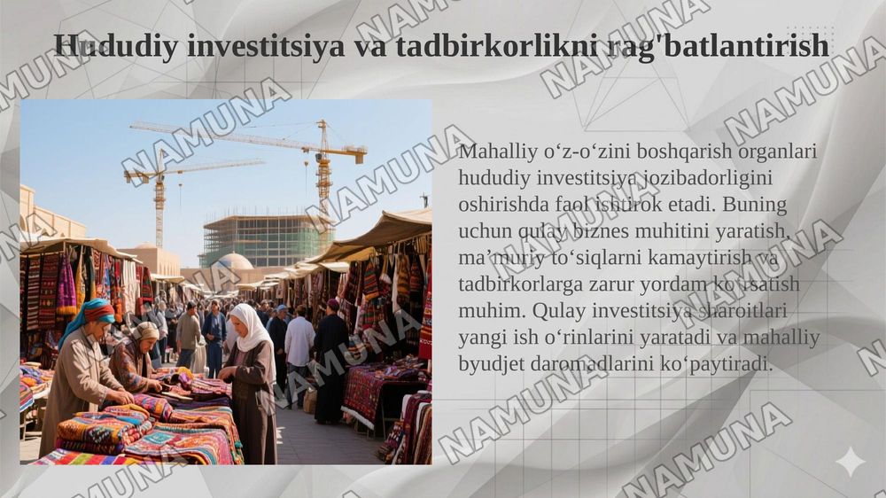 O’zbekistonda mahalliy o’z-o’zini boshqarishning iqtisodiy asosini mustahkamlash — 6-slayd
