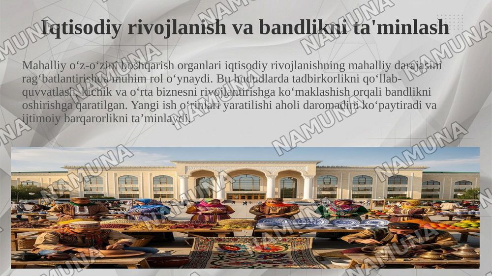 O’zbekistonda mahalliy o’z-o’zini boshqarishning iqtisodiy asosini mustahkamlash — 8-slayd