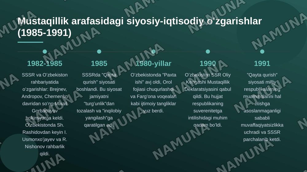 Mustaqillikka erishish yo'lida O'zbekistonda ijtimoiy iqtisodiy jarayonlari — 4-slayd